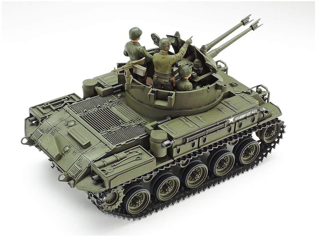 Tamiya Military Miniature Series 161 Army M42 Duster Gun with 3 Crew Plastic Model Kit 35161 1/35 No. U.S. Self-Propelled Anti-Aircraft Figures,