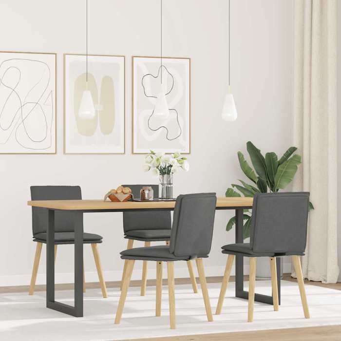 VidaXL Dining Chairs Set of 4 Dark Grey Fabric, Chair, Living Room Chair, Accent Chair, Kitchen Chair, Seat of 3315356