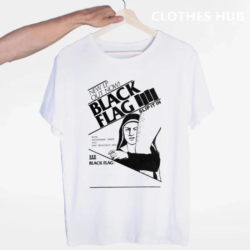 Black Flag T-shirt Summer O-Neck Short Sleeve Punk Rock Band Henry Rollins Large Bars Tshirt