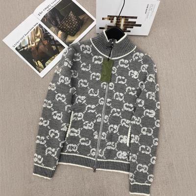 Nanyou G Women's Knit Wool Cardigan with Embroidery and Double G Print