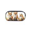 Cute Fox Pattern Layered Fabric Pencil Case for Boys and Girls Best Gift 2D Cartoon School & Office Use