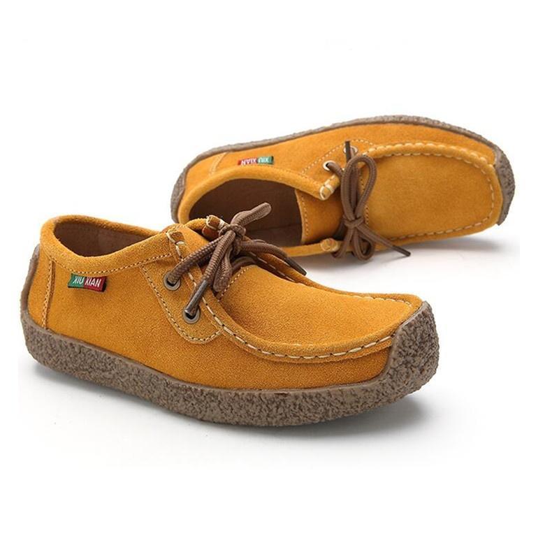 Женская обувь из натуральной кожи Повседневная обувь на плоской подошве Женские замшевые лоферы ручной работы 41 жёлтый