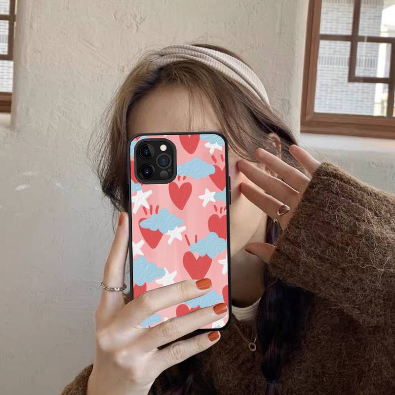 Cute Love Heart Phone Case for iPhone 11 12 13 Mini Pro Max 8 7 6 6S Plus X 5 SE 2020 XR XS Funda Case