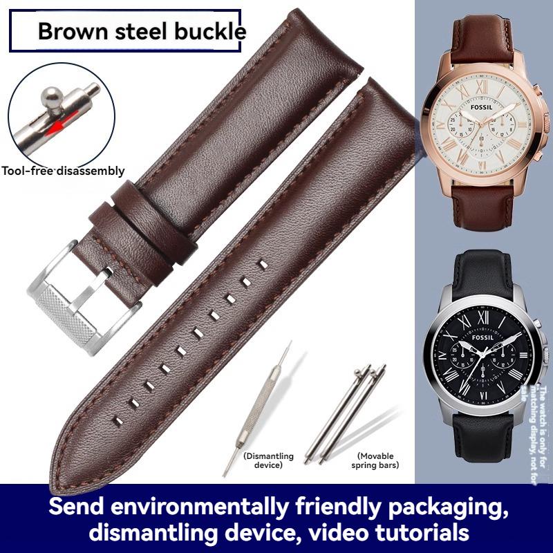 For Fossil Cowhide Leather Strap Men Black Blue Wristband Q Smart FTW1114 ME3110 FS5436 Quick Release Watchband 20mm 22mm 24mm