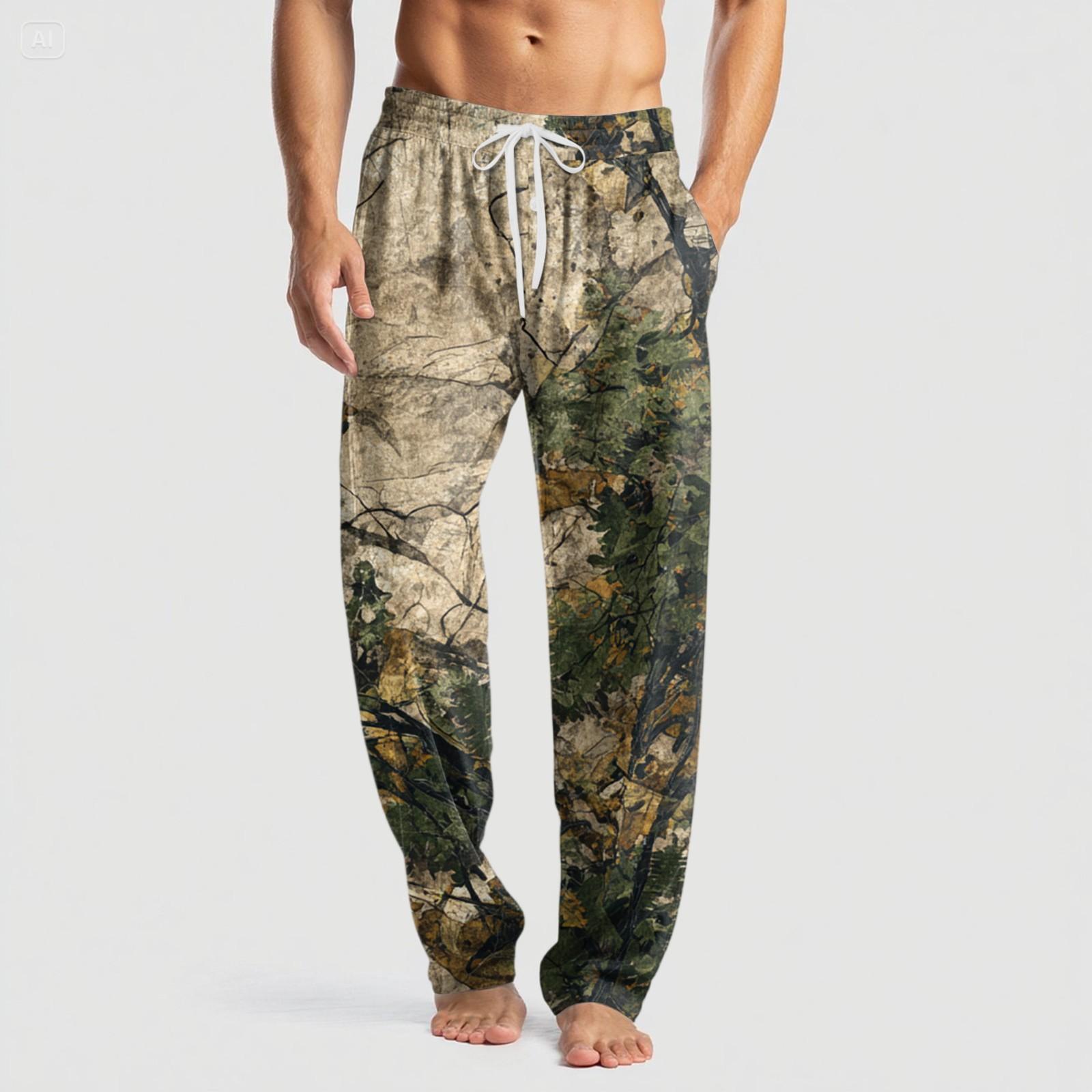 

Чоловічі в язані модні штани з принтом, з кишенями, повсякденні, піжамні штани L