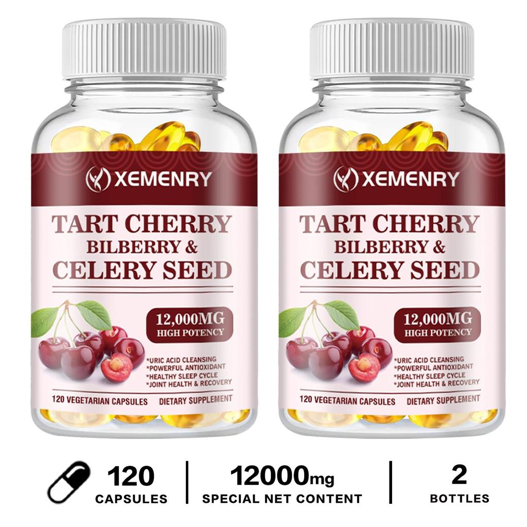 XEMENRY Complejo de Cereza Ácida, Arándano y Semilla de Apio - 12.000 mg - Salud Articular