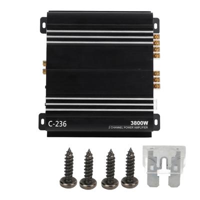 Car Audio Power Amplifier 90dB Speaker Amp Monoblock Metal Black Universal Accessory