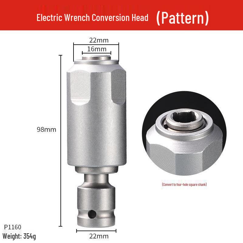 Universal Electric Wrench To Rotary Hammer Converter with Square and Round Handles, Two-Groove Drill Bit Adapter