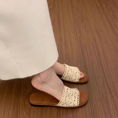 Beautiful Flat-bottomed Cool Slippers Female Summer Wear 2025 New with Skirt Fairy Wind Bohemian Beach One-word Drag
