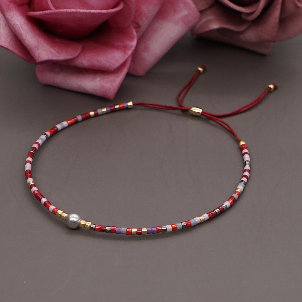 Trendy Deep Blue & Gold Rice Bead Pearl Hand Bracelet: Niche Design Women's Fashion Accessory