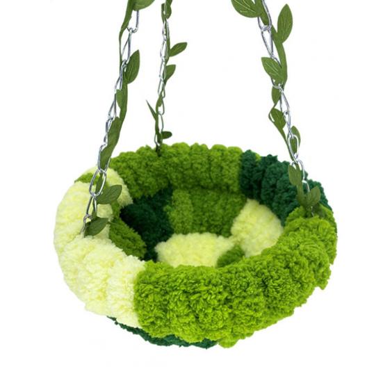 Hanging Parrot Nest Birdcage Plush Birds Bed with Leaves Hook Indoor Green Breeding Nest for Parakeet Conure Budgie Cockatiel Lovebird