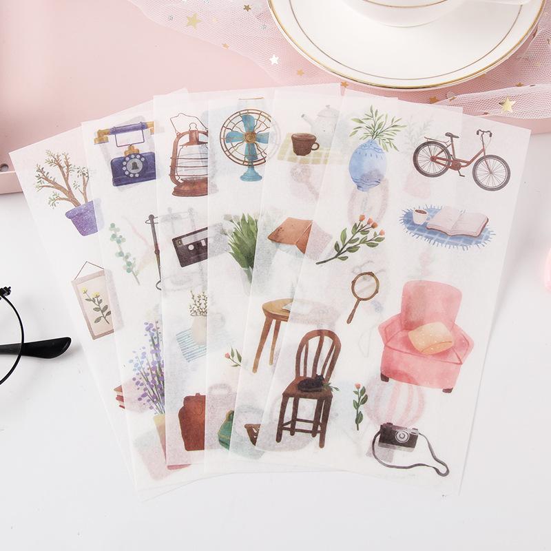 

6sheets/set Cute Stickers Flower Cat Butterfly Washi Paper Stickers Pack Scrapbooking Supplies Japanese Kawaii Stationery