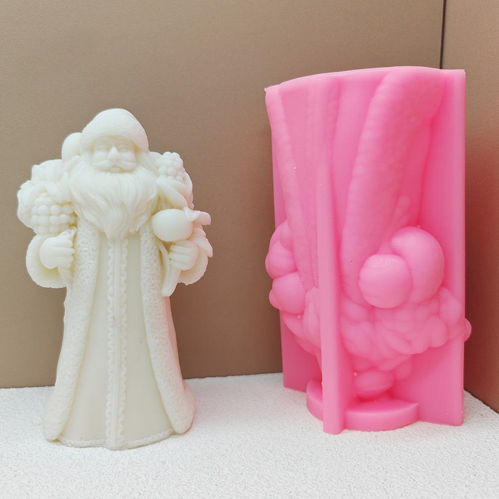 Santa Claus Candle Silicone Mold Gift Sack Santa Claus Epoxy Resin Silicone Mould Fruit Santa Claus Concrete Cement Gypsum Molds