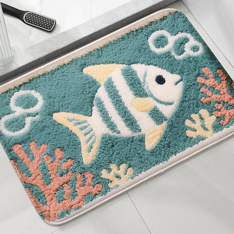 Jellyfish Shower Room, Small Carpet, Toilet, Absorbent Floor Mat, Home Decoration Mat, Bathroom Door Mat, Machine Washable