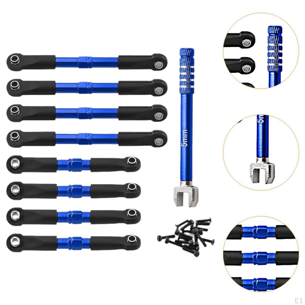 8 Pieces RC Toe Links Pull Rod Accessories Aluminum Alloy Steering Link Push Hops up for