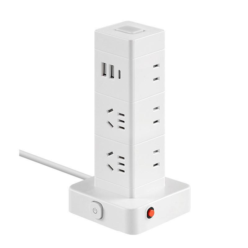 Multi Functional Vertical Tower Shaped Socket USB Charging Office Multi Hole Socket Household LED Desk Lamp Plug Board