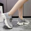 Summer new sports and leisure shoes mesh breathable low-top thick-soled non-slip heightening lace-up shock-absorbing single shoes