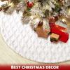 1pcs Polyester Faux Fur Cable Knit Christmas Tree Skirt Thick Xmas Decor with Knitted Hem for Holiday Tree Decoration