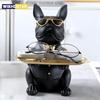 Multifunktionale Bulldogge Tablett Tierstatue Kreatives Ornament Wohnzimmer Schlafzimmer Verschiedene Aufbewahrung Heimdekoration