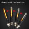 New Motorcycle 24LEDs High Bright Amber Turn Signal Indicator Light Front Rear White Day Running Light Flowing Red Brake Lamps