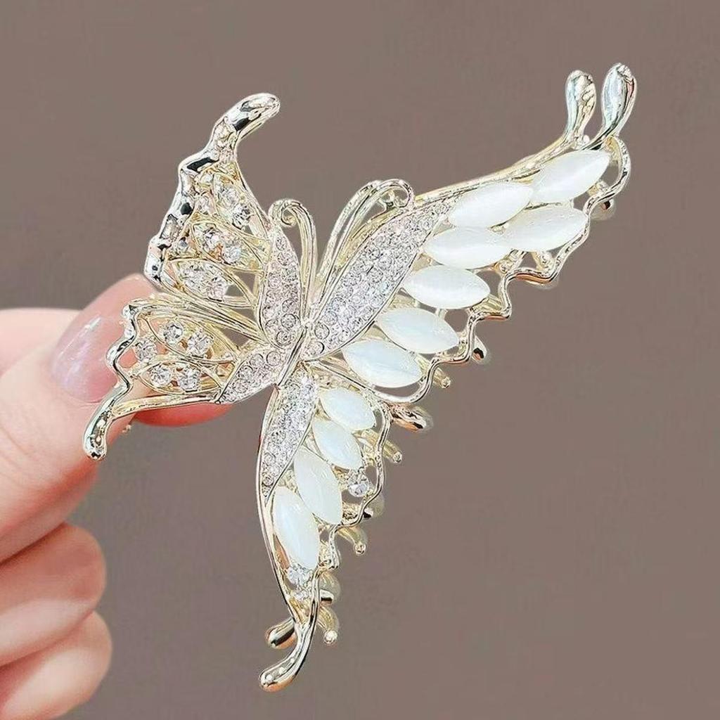 Elegant Chinese Rose & Lily Hair Claw Clip - Vintage Style for Women
