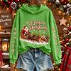 Women's Christmas Print Long Sleeve Round Neck Top for Holiday Casual Wear