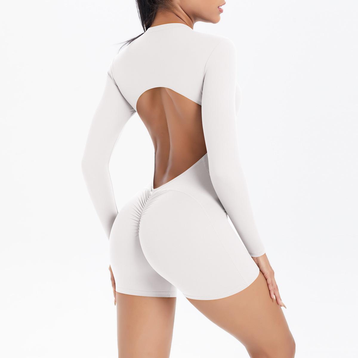 

JYL Summer Yoga Suit Short Sleeve Slim Tummy Control Three Points L