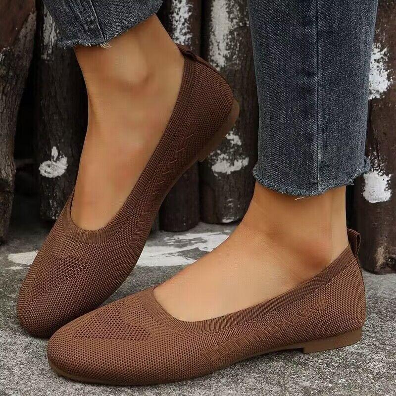 44 Flat-bottomed Casual Single Shoes Women's Spring and Autumn New Foot Cover Shallow Mouth Women's Doudou Work Shoes