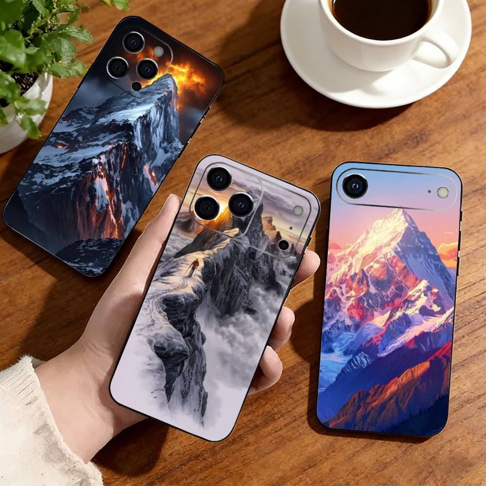 Snow Mountain Phone Case For iPhone17,16,15,14,13,12,11 Plus,Pro Others Soft Black Cover