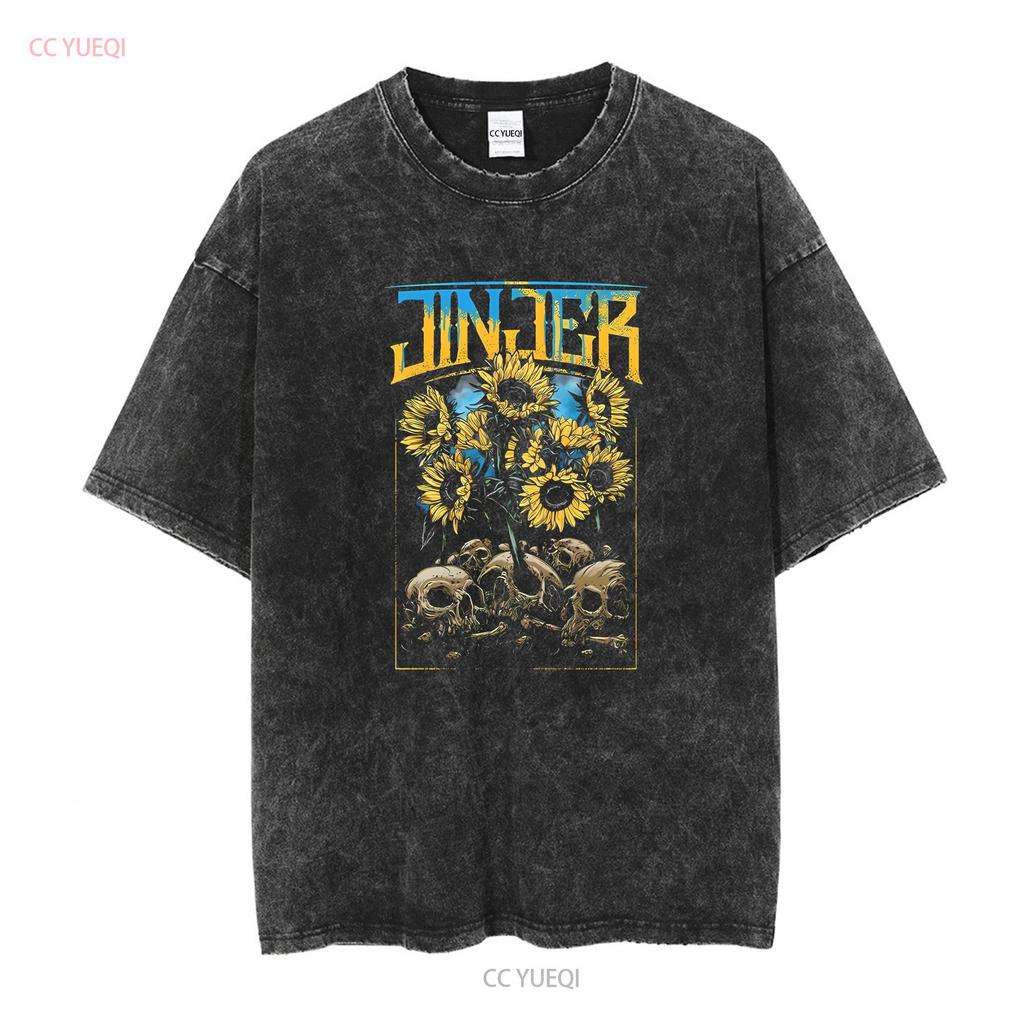 RETRO Jinjer Band Totenkopf Album T-Shirt Schwarz Alle Vintage Gewaschen Lässig Herren Unisex Vielseitig Leicht Stilvoll