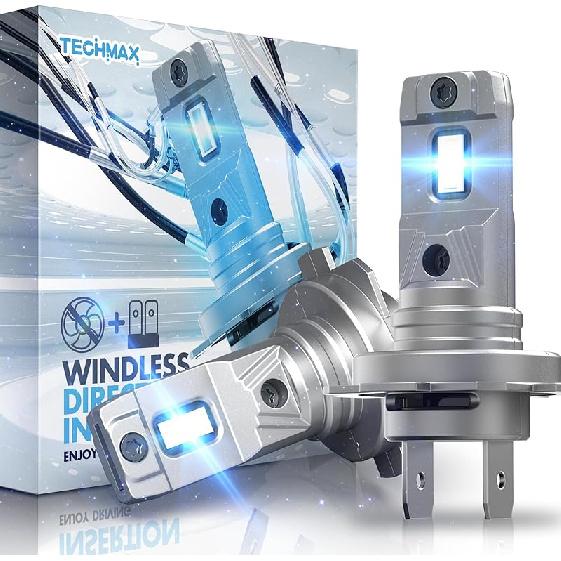 

Лампы TECHMAX H4, противотуманные лампы H4/9003 на 400% ярче 6500K без вентилятора Plug and Play прямая установка, 2 шт. H7 (No Adapter Required)