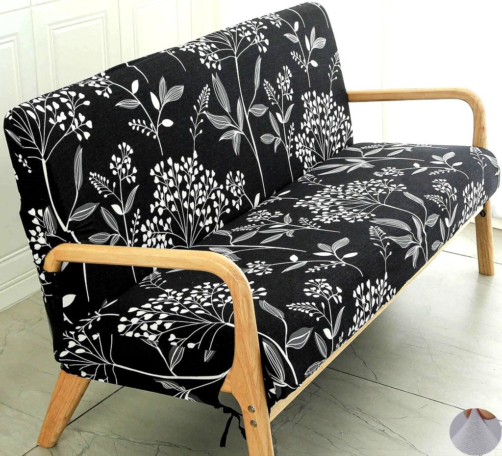 Printing Armless Futon Covers Stretch Futon Couch Cover Folding Sofa Bed Slipcover Furniture Protector with Elastic Bottom