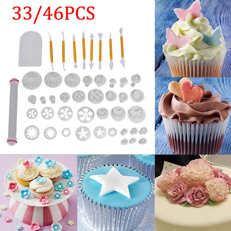 Buy 33/46PCS Cake Decorating Tool Set Fondant Cake Cutter Mold Sugar