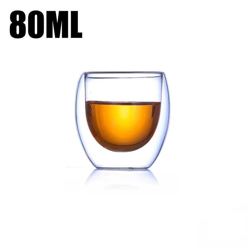 High-grade Double-layer Insulated Glass Cup Coffee Tea Drink Water Beer Creative Transparent Mug Gift Household Office Use Sets