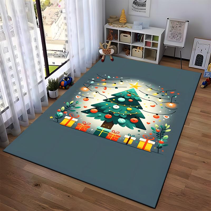 Christmas Tree with Gifts and Lights Rug Non-slip rug suitable for living room and bedroom sofas.