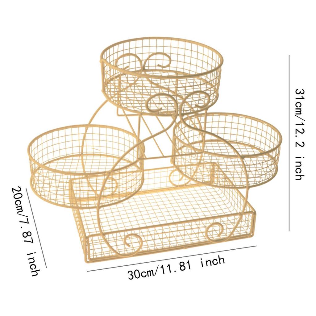 Tiered Wire Basket Stand Multiuse Bread Basket Fruit Bowl Holder Iron Mesh Fruits Stand for Potato Bread Snack Veggie Table