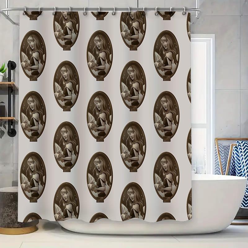 

Elegant Gothic Shower Curtain Victorian Dark Academia Home Decor Bathroom Set Vintage Black Lace Backdrop Wall Hanging W60H190(CM)-1 Pcs