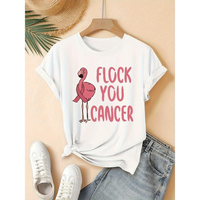 

Women s Pink Flock You Graphic T-Shirt Casual Sporty Crew Neck Short Sleeve Summer Everyday Tee S белый