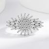 925 Sterling Silver 18K Gold Plated Sunflower Shape Paved Diamond Adjustable Open Ring for Women Wedding Party Jewelry Wholesale