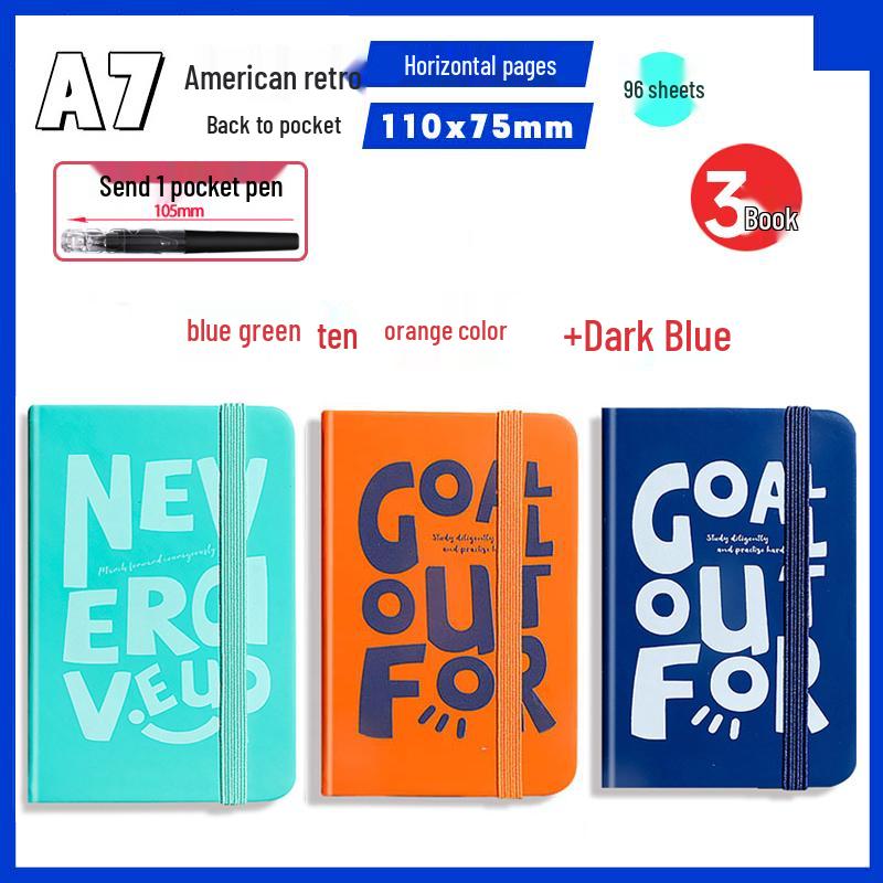 A7 Mini Retro American Pocket-Sized Notebook - Ideal for Students and Birthday Gifts