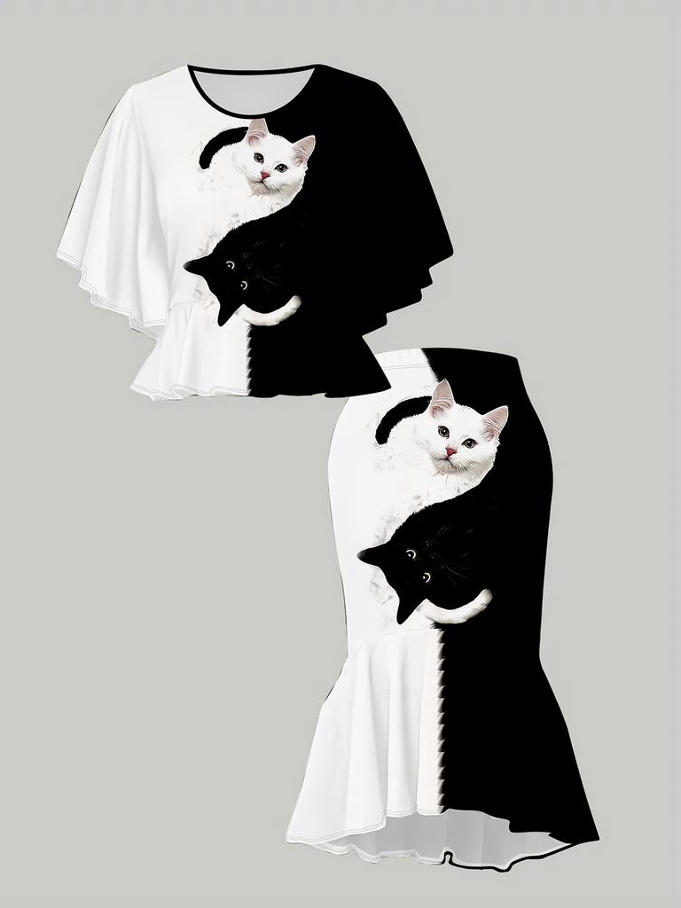 3D Printed Classical Totem Women's Print, Fashionable Large-sized, Elegant, Versatile for All Seasons. T-shirt, Skirt and Set