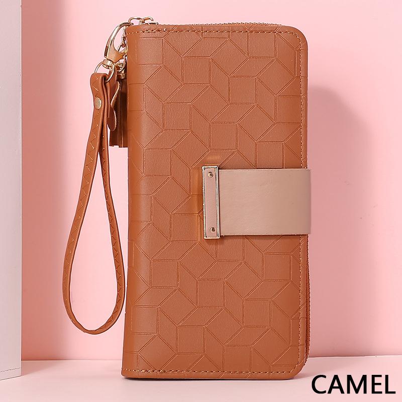 

Женский кошелек, длинный кошелек для девочек, новый кошелек на молнии большой емкости, сумка для мобильного телефона, женский кошелек верблюд