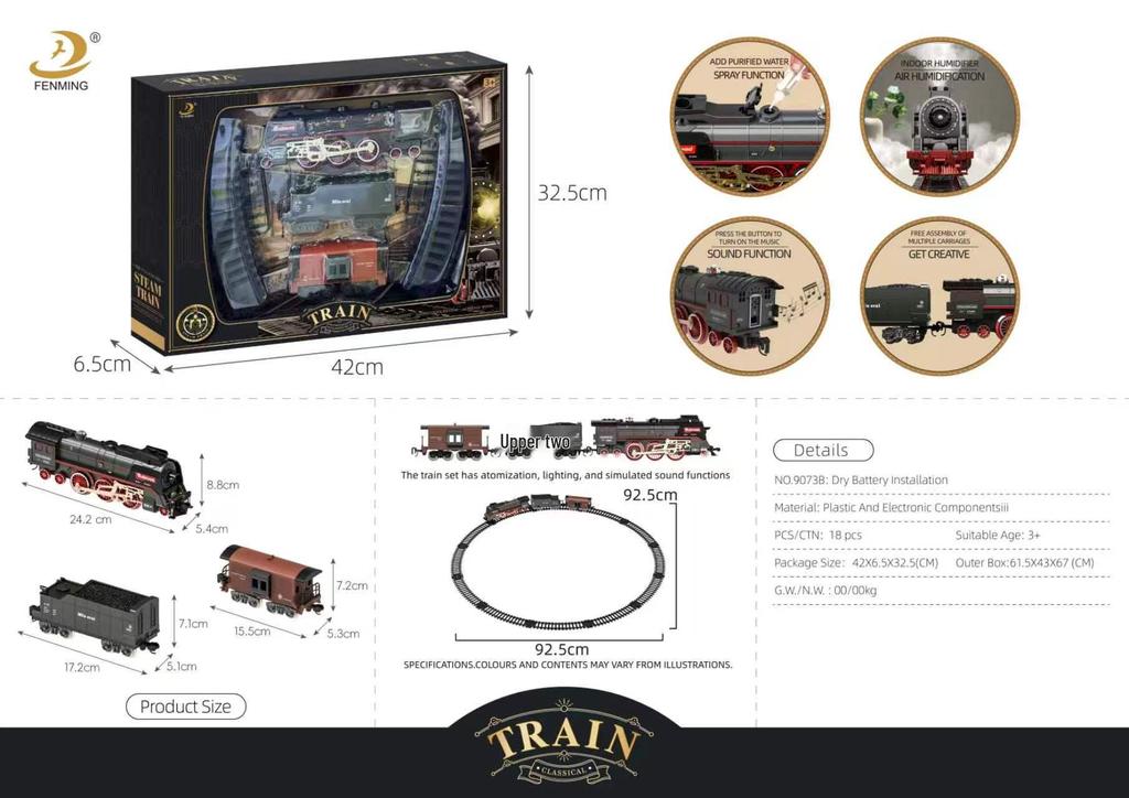Retro sada kolejí pro parní vlak - Elektrická hračka pro děti