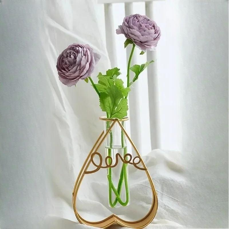 Creative Bottle Decoration - 1PC Iron Art Clear Glass, Dry Flower Arrangement Hydroponic Planter Vase
