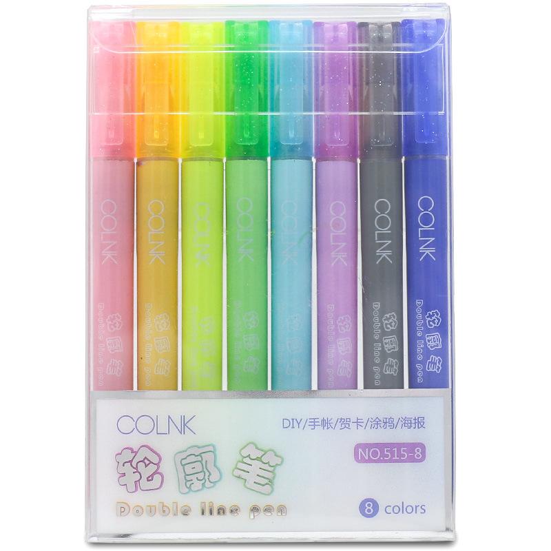 

Office School Supplies Marker Marker Pen Graffiti Painting Greeting Card Double Line Outline Fluorescent Color 8 Set Kawai