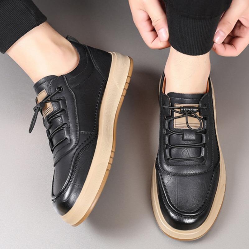 Fashion British Platform Cow Leather Sneakers for Men New Designer Board Shoes Male Fashion Sports Spring Autumn Zapatillas Hombre