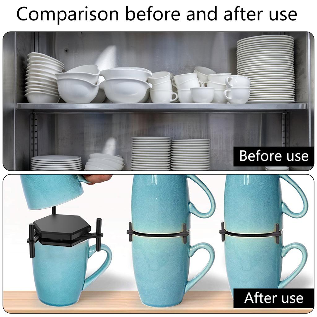 6/12Pcs Coffee Mug Stacker Adjustable Cup Storage Display Holder Kitchen Cabinet Drinkware Cup Organizer Rack Expandable
