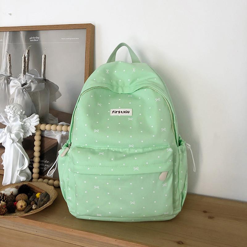 Dot Letter Printed Versatile Backpack With Lightweight Nylon For Travel School