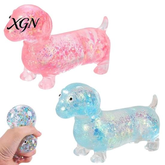 Dachshund Stress Reliever 2/3Pcs Glitter Ball Clear Sausage Dog Relief Toy Squeeze Anxiety Relieving Slow Rising Animal Sensory