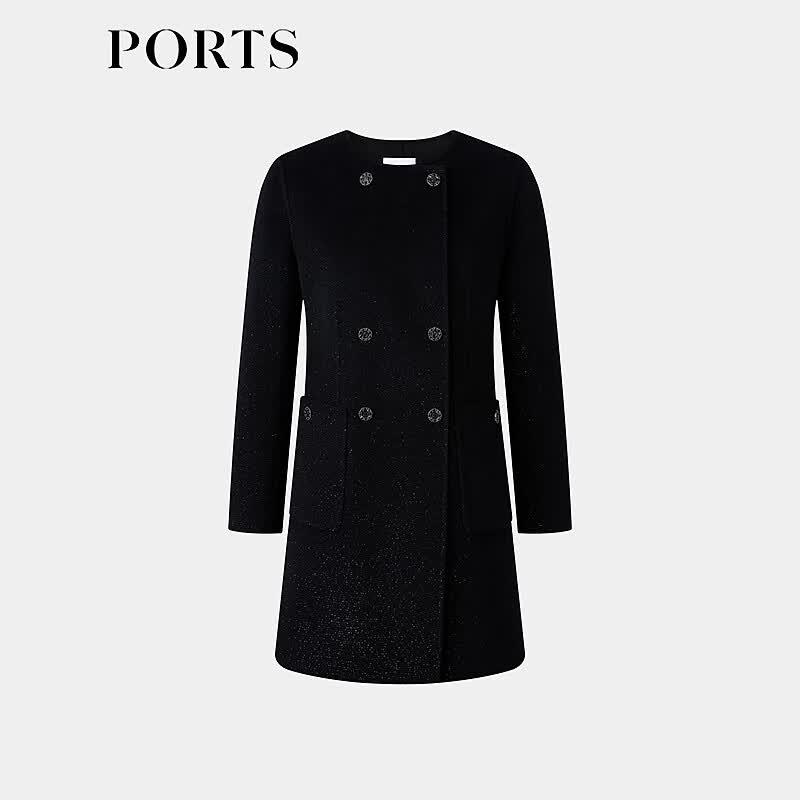 PORTS Women's 2025 Autumn Double-Breasted Wool Coat